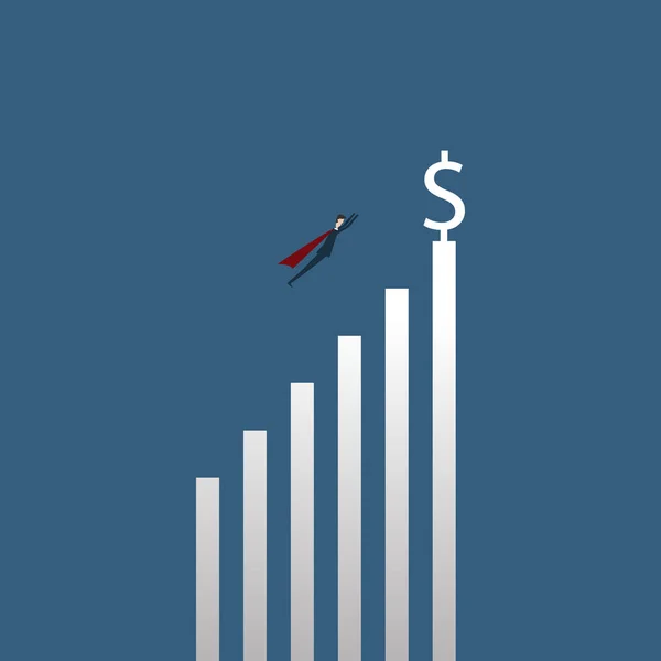 Kar kavramı, iş grafik büyüyen. İşadamı finansal büyüme grafik yönetir. Şablon yatırım. Vektör çizim düz tasarımı. — Stok Vektör