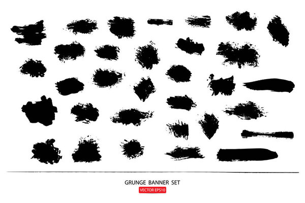 set of hand drawn painted scratched vector Illustrations template of grunge banners abstract background brush texture for promotion sale. isolated on white