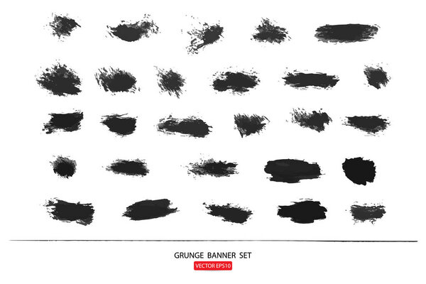 set of hand drawn painted scratched vector Illustrations template of grunge banners abstract background brush texture for promotion sale. isolated on white