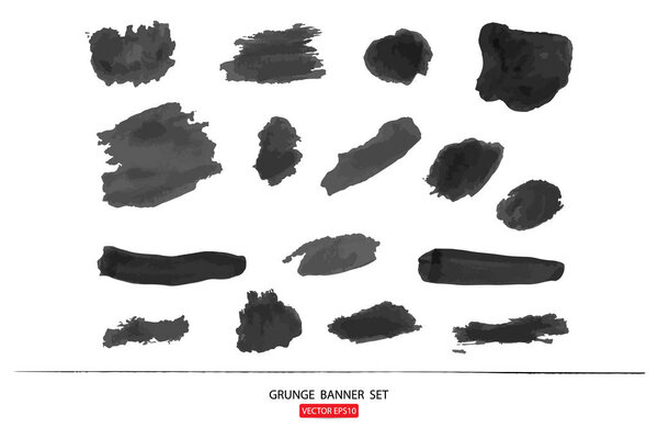 set of hand drawn painted scratched vector Illustrations template of grunge banners abstract background brush texture for promotion sale. isolated on white