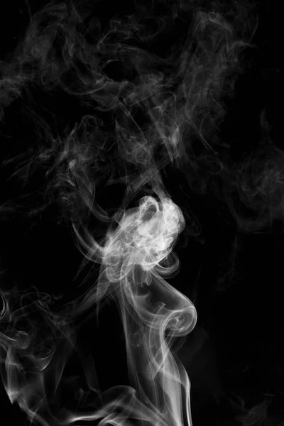 Resumo fundo curvas de fumaça e onda sobre fundo preto — Fotografia de Stock