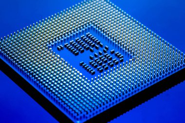 teknoloji siber elektronik kavramı. CPU ram bilgisayarda mavi li