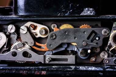 Grunge retro vintage arka plan. eski mekanizmasındaki Dişliler