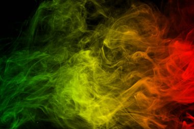 arka plan duman eğrileri ve dalga reggae renkler yeşil, sarı, kırmızı renkli bayrak reggae müzik