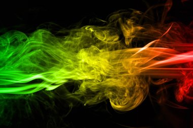 arka plan duman eğrileri ve dalga reggae renkler yeşil, sarı, kırmızı renkli bayrak reggae müzik