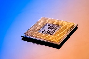 teknoloji siber elektronik kavramı. CPU ram bilgisayarda mavi li