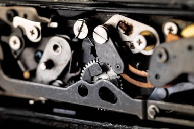 Grunge retro vintage arka plan. eski mekanizmasındaki Dişliler