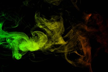 arka plan duman eğrileri ve dalga reggae renkler yeşil, sarı, kırmızı renkli bayrak reggae müzik