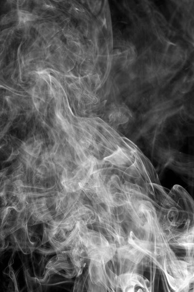 abstract background smoke curves and wave on black background  