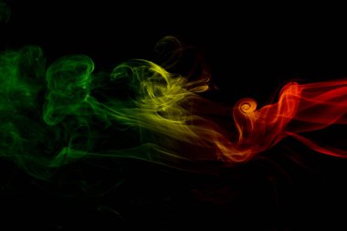 arka plan duman eğrileri ve dalga reggae renkler yeşil, sarı, kırmızı renkli bayrak reggae müzik