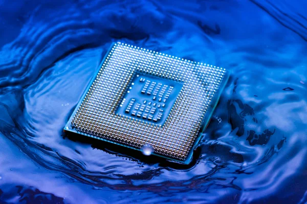 Technology cyber electronic concept. cpu ram computer Fall into — Stock Photo, Image