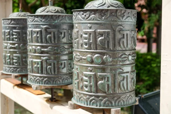 Bhutan religious prayer wheels — Stock Photo, Image