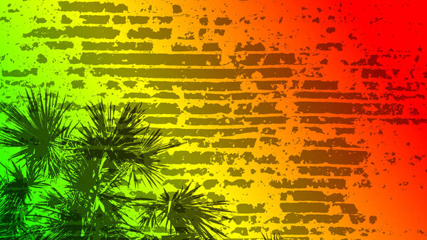 Abstract grunge painted scratched texture background . EPS10 vector illustration reggae colors green, yellow, red