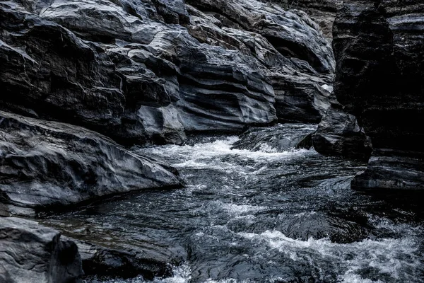 Abstrakte Dunkelblaue Wasserfall Welle Wasser Hintergrund Textur — Stockfoto