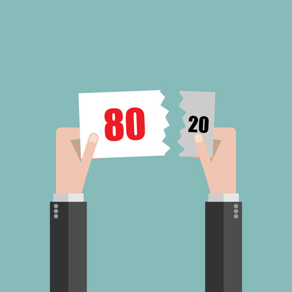 Flat design Pareto principle 80/20 rule, law of the vital few or principle of factor sparsity concept