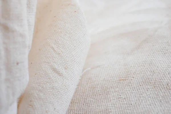 Branco calico tecido pano fundo textura — Fotografia de Stock