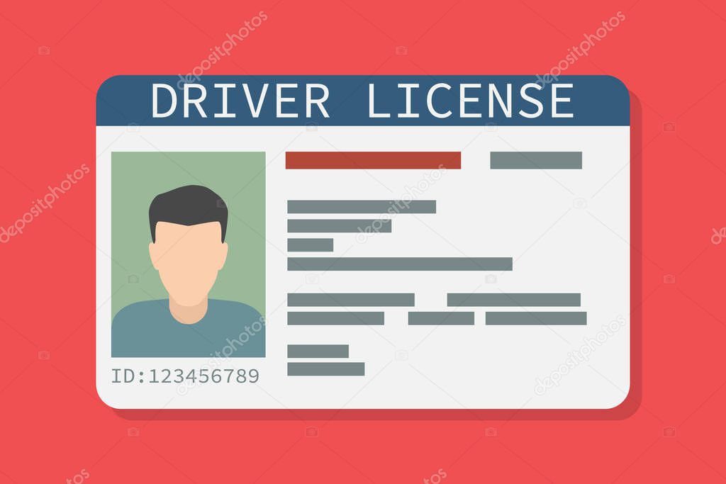 Icon driver's license , identity card, personal data. Vector illustration flat design