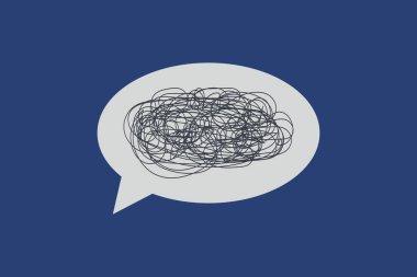 Konuşma baloncuklarıyla iletişim zayıf, anlamayan, karışık konuşma, belirsiz açıklamalar, vektör illüstrasyon düz tasarım