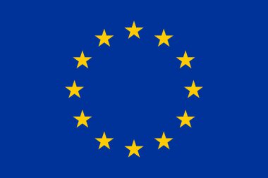 Avrupa Birliği bayrağı mavi ve sarı yıldızlardan oluşmaktadır. vektör illüstrasyonu