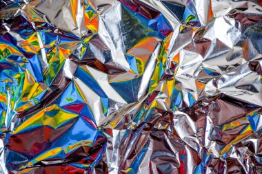 gökkuşağı alüminyum folyo buruşmuş gümüş doku soyut arkaplan