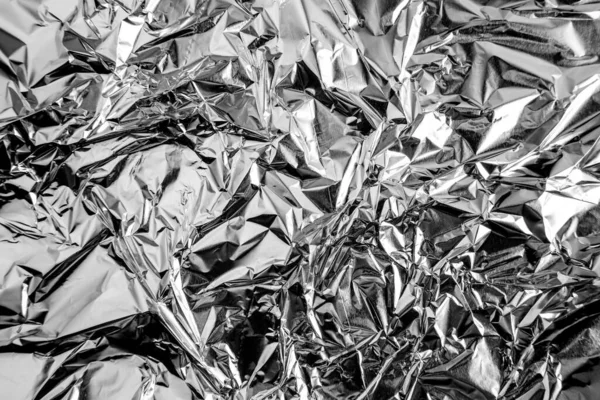 Foglio Alluminio Increspato Texture Argento Sfondo Astratto — Foto Stock