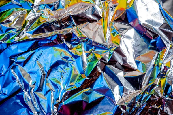 虹アルミ箔クランプシルバーテクスチャ抽象的な背景 — ストック写真
