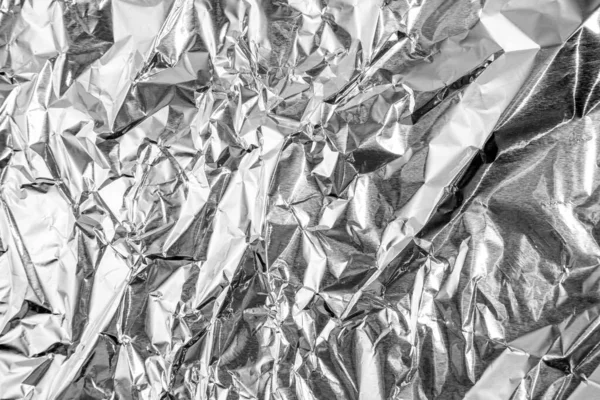 Foglio Alluminio Increspato Texture Argento Sfondo Astratto — Foto Stock