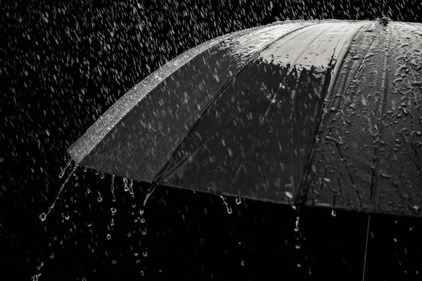 Drop Rain Umbrella Black Background — Stock Photo, Image