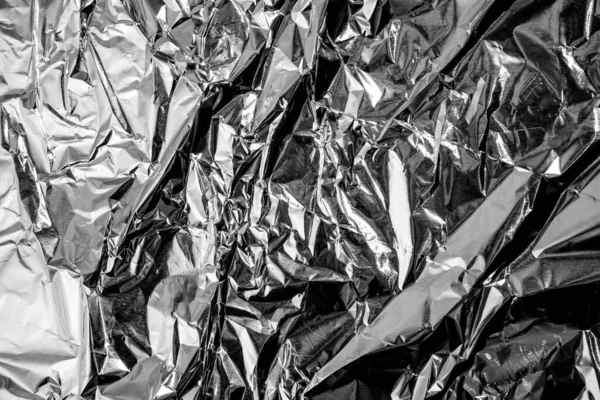 Feuille Aluminium Froissée Texture Argentée Fond Abstrait — Photo