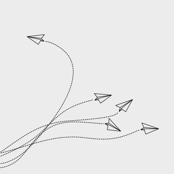 Avión Garabato Dibujado Mano Cambiando Dirección Los Blancos Nueva Idea — Archivo Imágenes Vectoriales