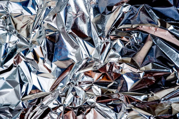 Aluminiumfolie Verfrommeld Zilveren Textuur Abstracte Achtergrond — Stockfoto