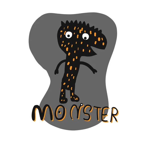 Estilo Desenho Animado Monstro Mão Desenhada Bonito Desenho Animado Assustador — Vetor de Stock