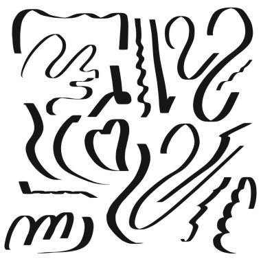 Vektör grunge fırçaları seti. Soyut el çizimi mürekkep darbeleri