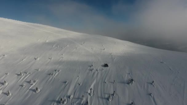 Snowcat Ride Gli Incredibili Paesaggi Montagna — Video Stock
