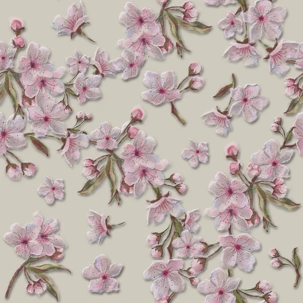 Patrón Corona Floral Acuarela Texturizado Manzana Cereza Almendra Blooms Elementos —  Fotos de Stock