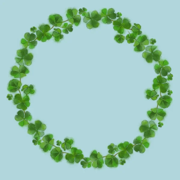 Shamrock Wreath Patrick Day Shamrock Design Blue Background Irish Lucky — Stock Photo, Image