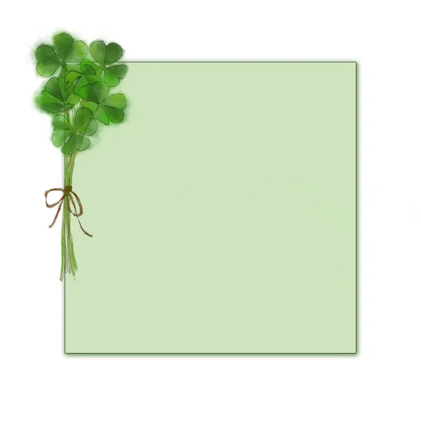 三叶草花束模板 一群三叶草 圣帕特里克节模板 爱尔兰好运花束 — 图库照片