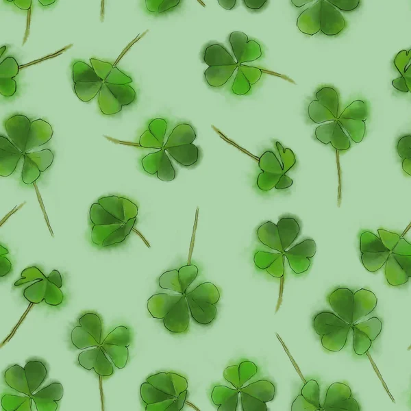 Shamrock Green Auf Grünem Design Patrick Day Nahtloses Muster Irisches — Stockfoto