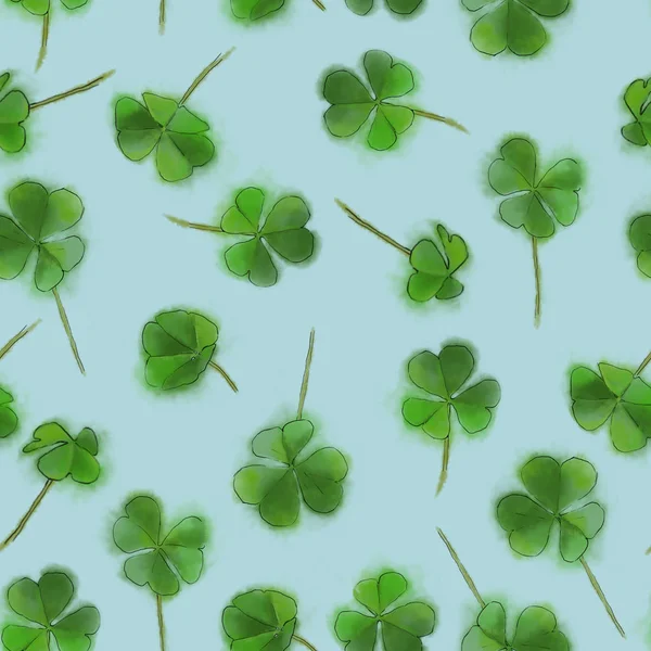 Shamrock Naadloze Patroon Blauwe Achtergrond Patrick Day Ontwerp Voor Achtergrond — Stockfoto