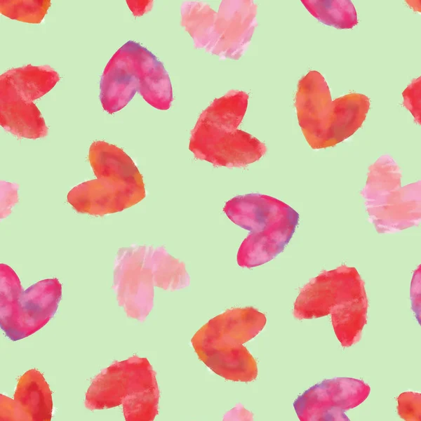 Akwarele Serca Wzór Różowym Tle Akwarela Odrobina Malowane Serca Różowym — Zdjęcie stockowe