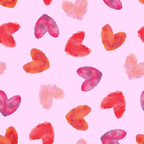 Akwarela Odrobina Malowane Serca Różowym Tle Walentynki Wesele Specjalne Wydarzenie — Zdjęcie stockowe