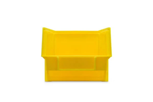 Yellow plastic parts bin — Stock Photo, Image