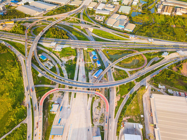 Aerial view of road junction