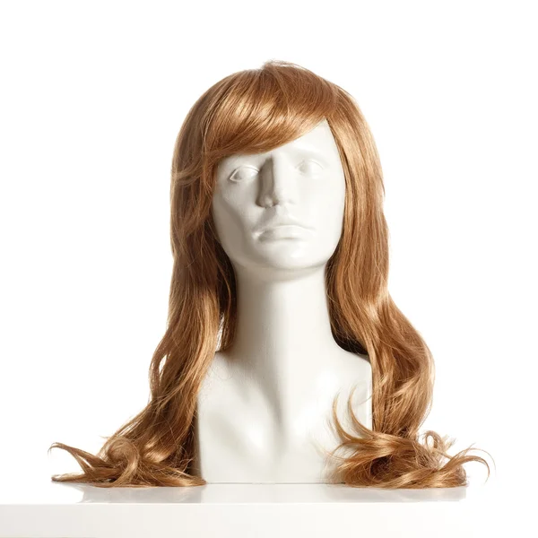 Mannequin Female Head with Wig on White — Stock Photo, Image