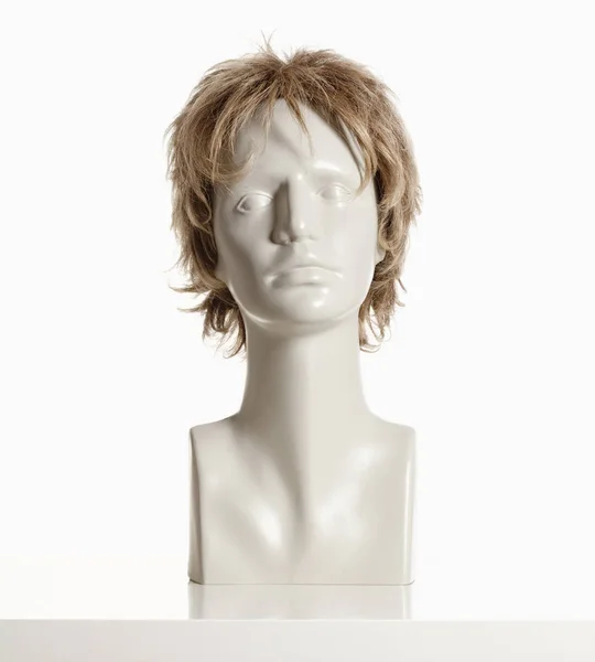 Mannequin Female Head with Wig on White — Stock Photo, Image