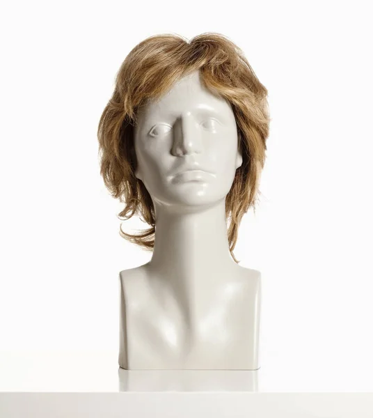 Mannequin Female Head with Wig on White — Stock Photo, Image