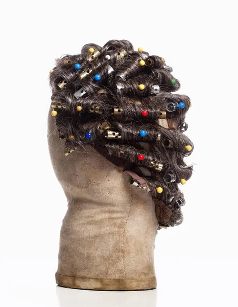 Wig Production - Applying Curls for Curly Wig. — Stock Photo, Image