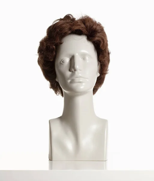 Maniquí cabeza femenina con peluca en blanco —  Fotos de Stock