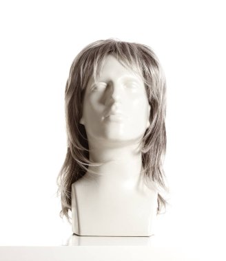 Beyaz peruk ile manken erkek baş