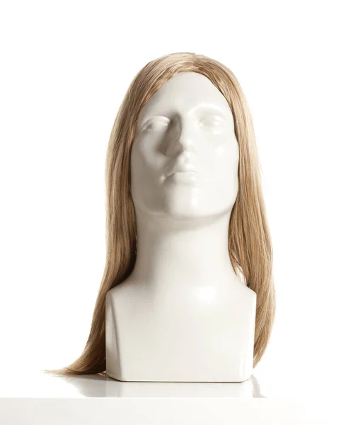 Maniquí cabeza masculina con peluca en blanco —  Fotos de Stock